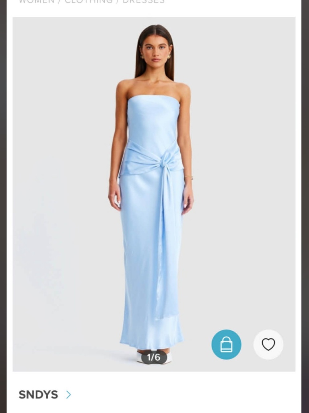 SNDYS Angie Tie Front Maxi Dress Baby Blue